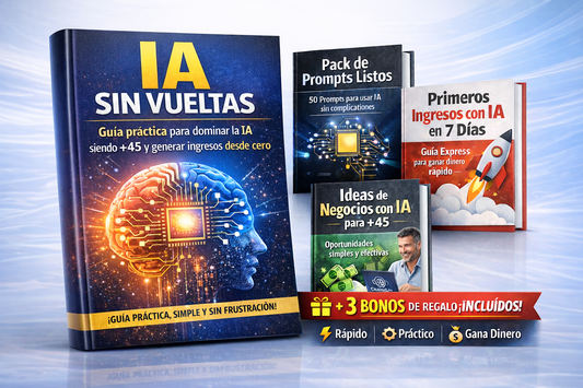 IA SIN VUELTAS: Guía práctica para dominar la IA siendo +45 y generar ingresos desde cero